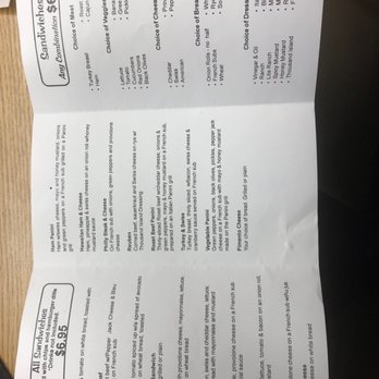 Yoder’s Sandwich Shoppe menu 1