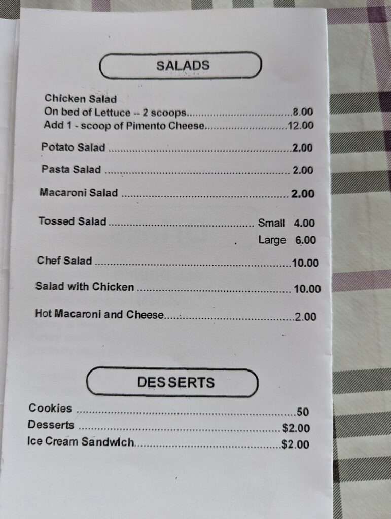 Yoder’s Sandwich Shoppe menu 2