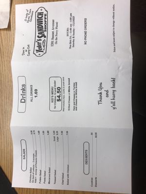 Yoder’s Sandwich Shoppe menu 5